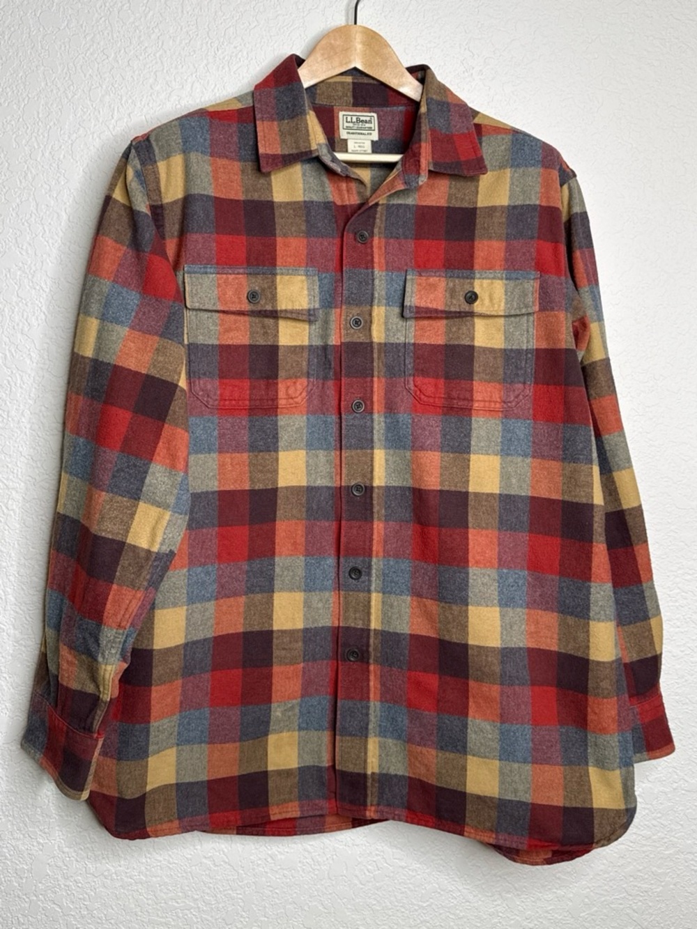 L.L. Bean Men's Traditional Fit Flannel Plaid Shirt Size L